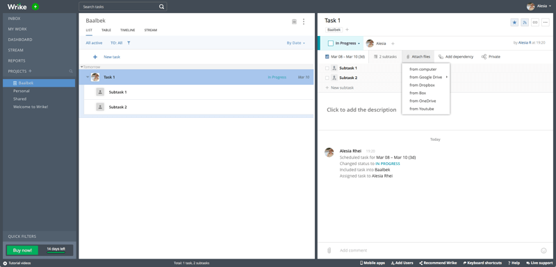 Wrike screenshot