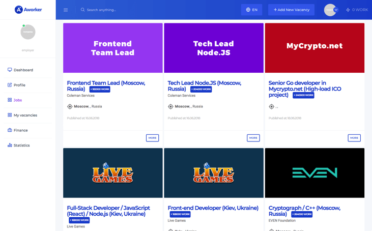 Inside Aworker app
