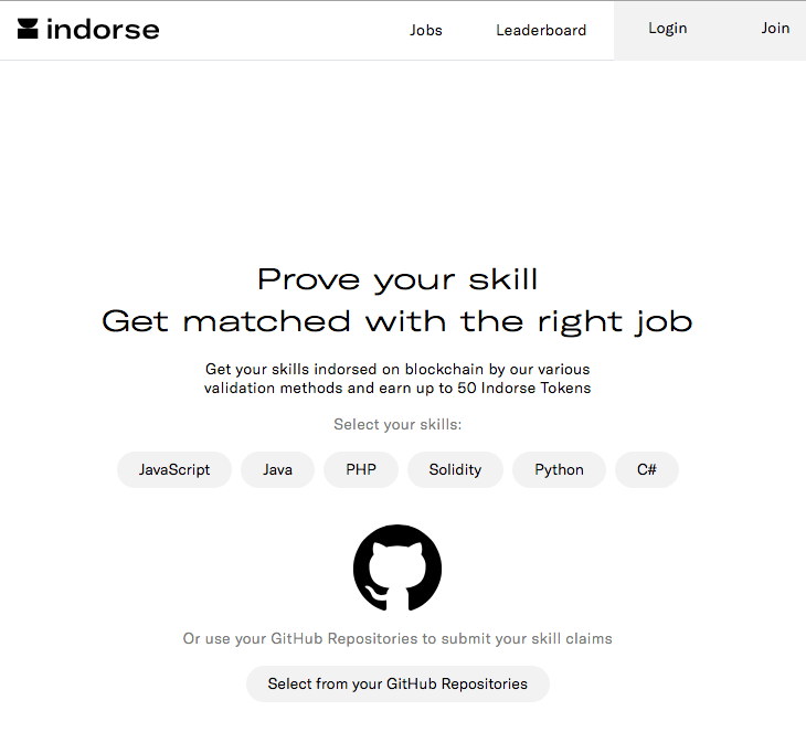 A screenshot of indorse website