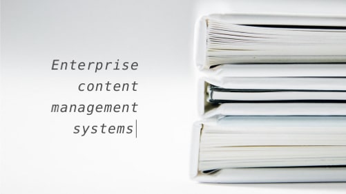 Enterprise CMS represented as a stack of doc files