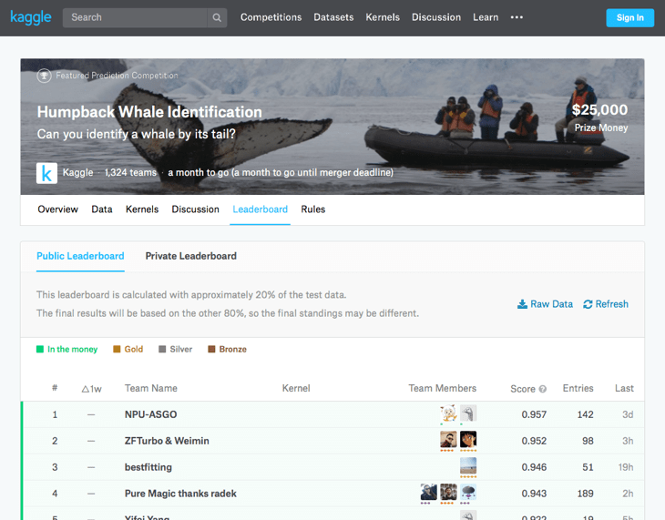 screenshot of Kaggle Jobs website