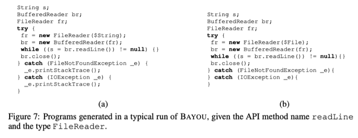 Code generated by the Bayou system