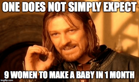 9 women 1 month baby meme