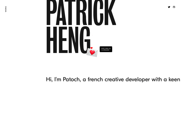 a screenshot of Patrick Heng website