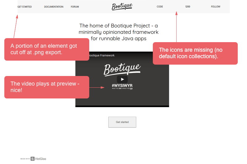 website prototype created with HotGloo screenshot